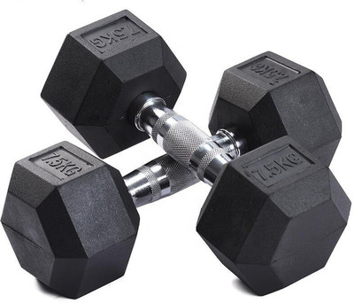 gamers hub Hexa Double Hexagon 7.5KGx2 Fixed Weight Dumbbell(15 kg)