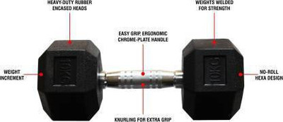 wWAR 10KG HEXA FIXED WEIGHT SINGLE PCS DUMBBELLE Fixed Weight Dumbbell(5 kg)