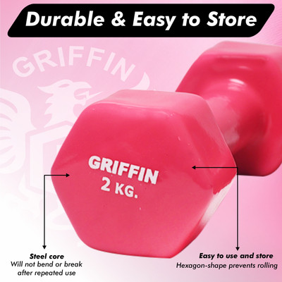 GRIFFIN Cast Iron Vinyl Coated Dumbbell ( 2 + 2 = 4 kg ) Fixed Weight Dumbbell(2 kg)