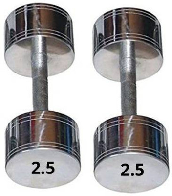 wWAR Steel Dumbbell Crome Plated Fix Weight Dumbbells (2.5KG Pair) Fixed Weight Dumbbell(5 kg)