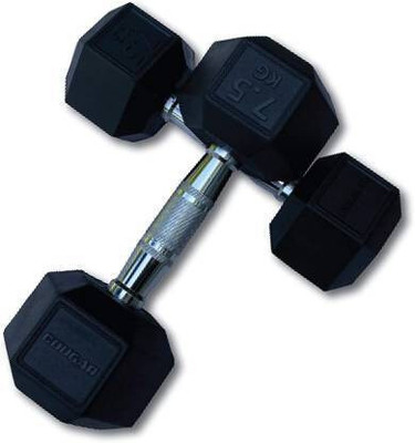 wWAR Rubber Coated Professional Hexa Dumbbells Pack of 2 (7.5 kg) Fixed Weight Dumbbell(7.5 kg)