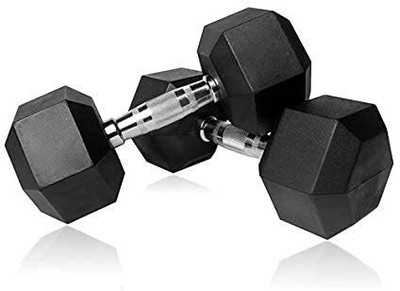 wWAR Rubber Coated Professional Hexagonal Dumbbells (Pack of 2) 7.5 kg Fixed Weight Dumbbell(7.5 kg)