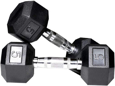 wWAR Professional gym 5KG Hexa Dumbbells Rubber Coated for Exercise Fixed Weight Dumbbell(10 kg)