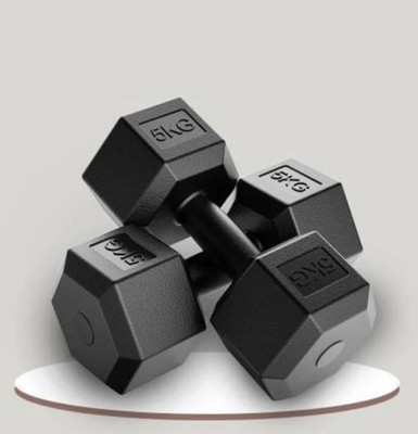 Dee Fit High quality PVC 10kg Hexa Dumbbell each is 5+5kg Fixed Weight Dumbbell(10 kg)