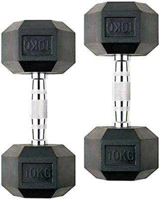 wWAR hexa dumbbell set of 10kg (10kgx2) for home & Commercial Fixed Weight Dumbbell(20 kg)