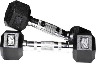 gamers hub Hexagonal Dumbbells Rubber Coated Dumbbell (2.5 kg) (Set of 2) Fixed Weight Dumbbell(5 kg)