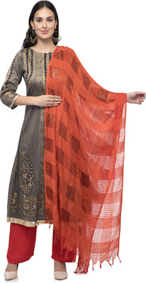 A R SILK Pure Cotton Checkered Women Dupatta
