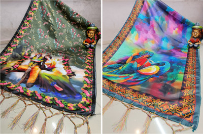 Bloviate Satin Blend Printed Women Dupatta