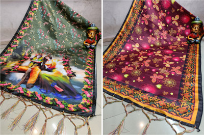 Bloviate Satin Blend Printed Women Dupatta