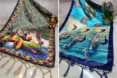 Bloviate Satin Blend Printed Women Dupatta