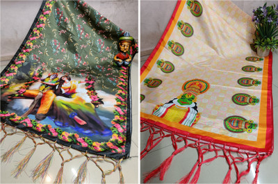 Bloviate Satin Blend Printed Women Dupatta