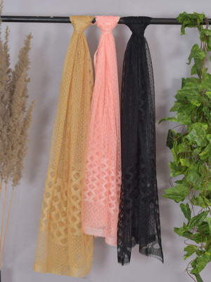 LA FEMINAE Net Self Design Women Dupatta