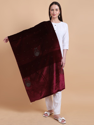 vesture Velvet Embellished Women Shawl(Multicolor)