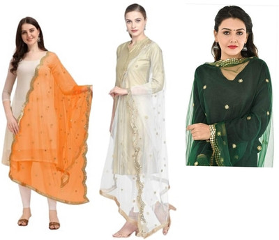 Aashirwad Creations Net Embroidered Women Dupatta