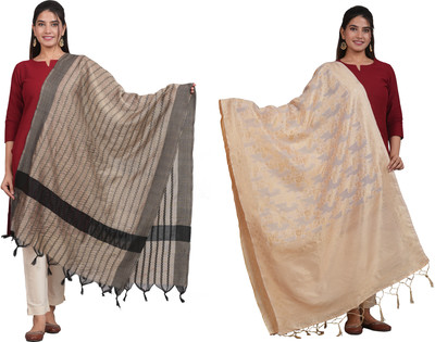 LAHSUAK Silk Blend, Art Silk Printed, Embellished Women Dupatta