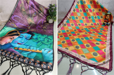 Bloviate Satin Blend Graphic Print Women Dupatta