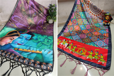 Bloviate Satin Blend Graphic Print Women Dupatta