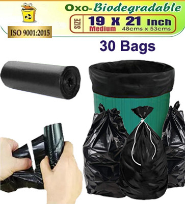 dustbin bag OXO - Biodegradable Garbage Bags 19 X 21 Inches Plastic Dustbin(Black)