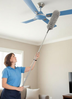 DECOZARE Cleaning High Ceiling Fan Microfiber Feather Telescoping 100inch ExtensionPole Wet and Dry Duster