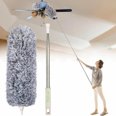 Nestera Ceiling Fan Duster with Long Handle |Microfiber Feather Fan Cleaning Mop Wet and Dry Duster