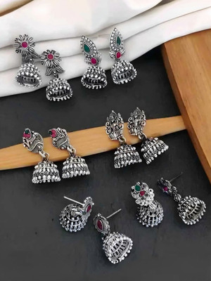 DANGAR ENTERPRISE Antique oxidized silver plated jhumkas Pearl Alloy, Brass Jhumki Earring