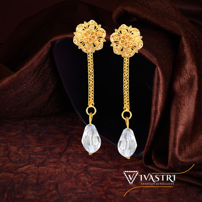 VIVASTRI Removable Stud & Drop Combo Earring -( 1 Pair Stud,1 Pair Crystal Chain) Cubic Zirconia Alloy Drops & Danglers