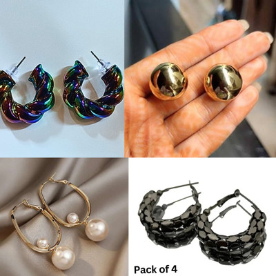 Tiijori Combo Earrings For Women Girls Korean Stylish fancy Latest Stud Earring Alloy Stud Earring