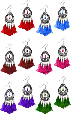 Jamleen Gallery Combo No 1 Tassel Earrings Oxidised Jhumki Earring for Women and Girls Alloy Drops & Danglers