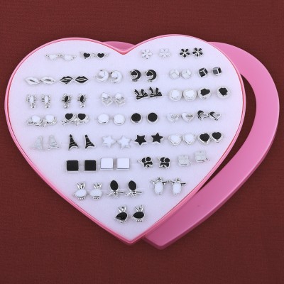 SILVER SHINE Silver Shine Stud Earring Golden look Set of 36 Earrings for Women Plastic Stud Earring