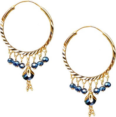 Anish golden earrings for women hoop earrngs blue color Beads Alloy Hoop Earring