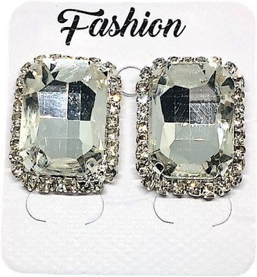 wrist wonders Silver Single Stone Stud Stone Stud Earring
