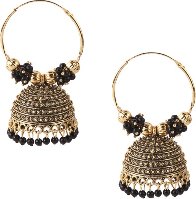 Keviv Black Traditonal Ethnic Gold Platted Dome Shaped Jhumka Earrings For Women Beads, Pearl Alloy, Brass Jhumki Earring, Drops & Danglers, Chandbali Earring, Stud Earring, Earring Set