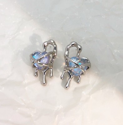 AKISON JEWELS Earrings For Women Girls Korean Western Fashion Earring Trendy Stylish Heart Crystal Alloy Earring Set, Stud Earring, Drops & Danglers