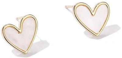 vien Metal Korean Style White Love Heart Stud Earrings Accessories For Women Jewelry Stainless Steel Stud Earring