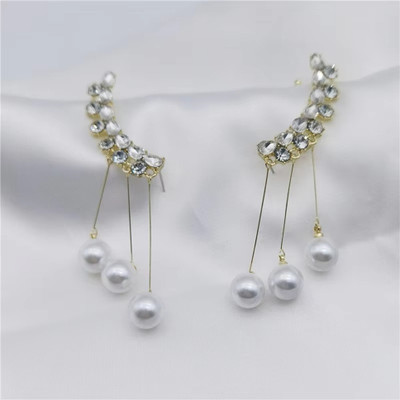 CARIA JEWELLERY COLLECTION Korean Style Pearl Drop String Earring for Women & Girls Crystal Stainless Steel Drops & Danglers