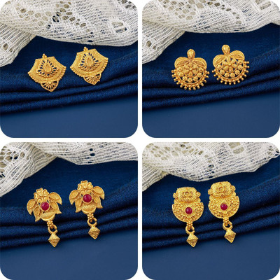 LALA LUXURY bestseller Combo of 4 Traditional Brass Earring Set