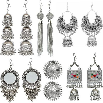Mystory combo of 6(pairs) earrings ethinic. Agate Alloy Drops & Danglers