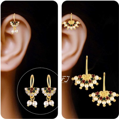 VIVASTRI Vivastri Elightfull CZ Stone Beaded Colourfull Designed Bugadi Earrings Cubic Zirconia Alloy Clip-on Earring