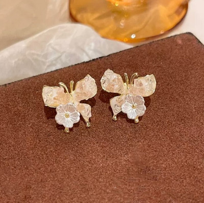 AKISON JEWELS Butterfly Korean Earrings For Women Crystal Butterfly Flower studs earrings Alloy Earring Set, Stud Earring