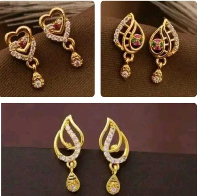 VIAANA CREATION 1 gram gold earrings for womens and girls Alloy Stud Earring
