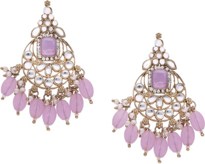 Alasca Pack of 1 Gold Drop & Danglers Earring for Women & Girls Diamond Brass Drops & Danglers