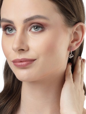 Scintillare by Sukkhi Fashionable Rhodium Plated American Diamonds Studded Silver Drop Earring Alloy Drops & Danglers