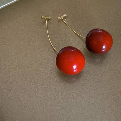 Naaz Jewels Cherry Earrings Korean Earrings Cherry For Women Red Colour Bts Collections Acrylic Drops & Danglers
