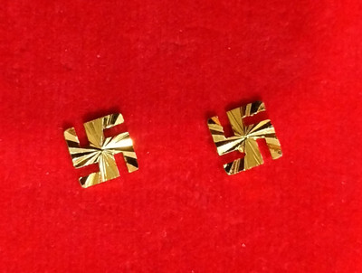 Aravh Trademart Beautiful, Fancy EarRing (EARRING SWASTIK GOLDEN) Indian Fancy Casual daily use Brass, Alloy Stud Earring