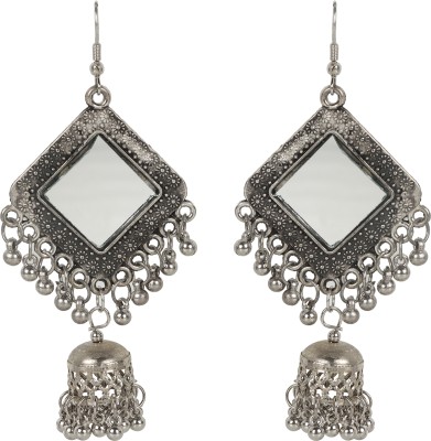 Nirvani Drop jhumka mirror square earring for women and girl's German Silver Drops & Danglers