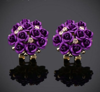 KRITVI ENTERPRISES KE FLOWER PURPLE EARING Alloy Stud Earring