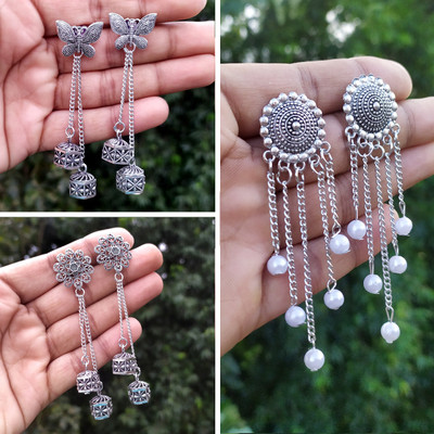 Alloy, Silver, Stainless Steel Jhumki Earring, Stud Earring, Drops & Danglers