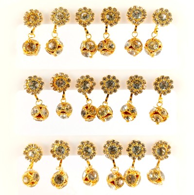 FINXFlyWithoutWings Golden & White Earrings for Girls & Women (Pack of 9) Alloy, Brass Drops & Danglers