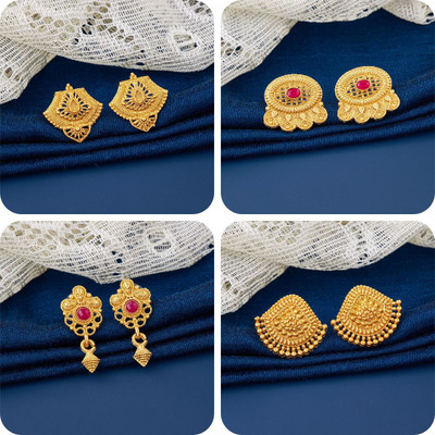 LALA LUXURY bestseller Combo of 4 Traditional Brass Earring Set