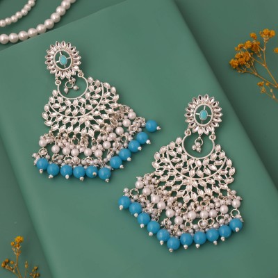 Vedda 000 - ER Gomti - Skyblue Diamond, Pearl Brass Drops & Danglers